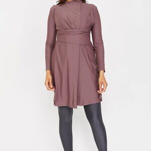 Elegant Mauve Long Sleeve Dress